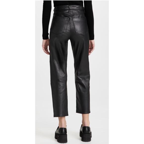 SPRWMN Straight Leg Lambskin Leather Pants in Black - Picture 8 of 10